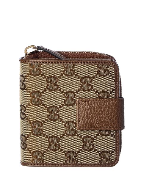 Gucci coin case GG canvas 255452 brown beige gold hardware 